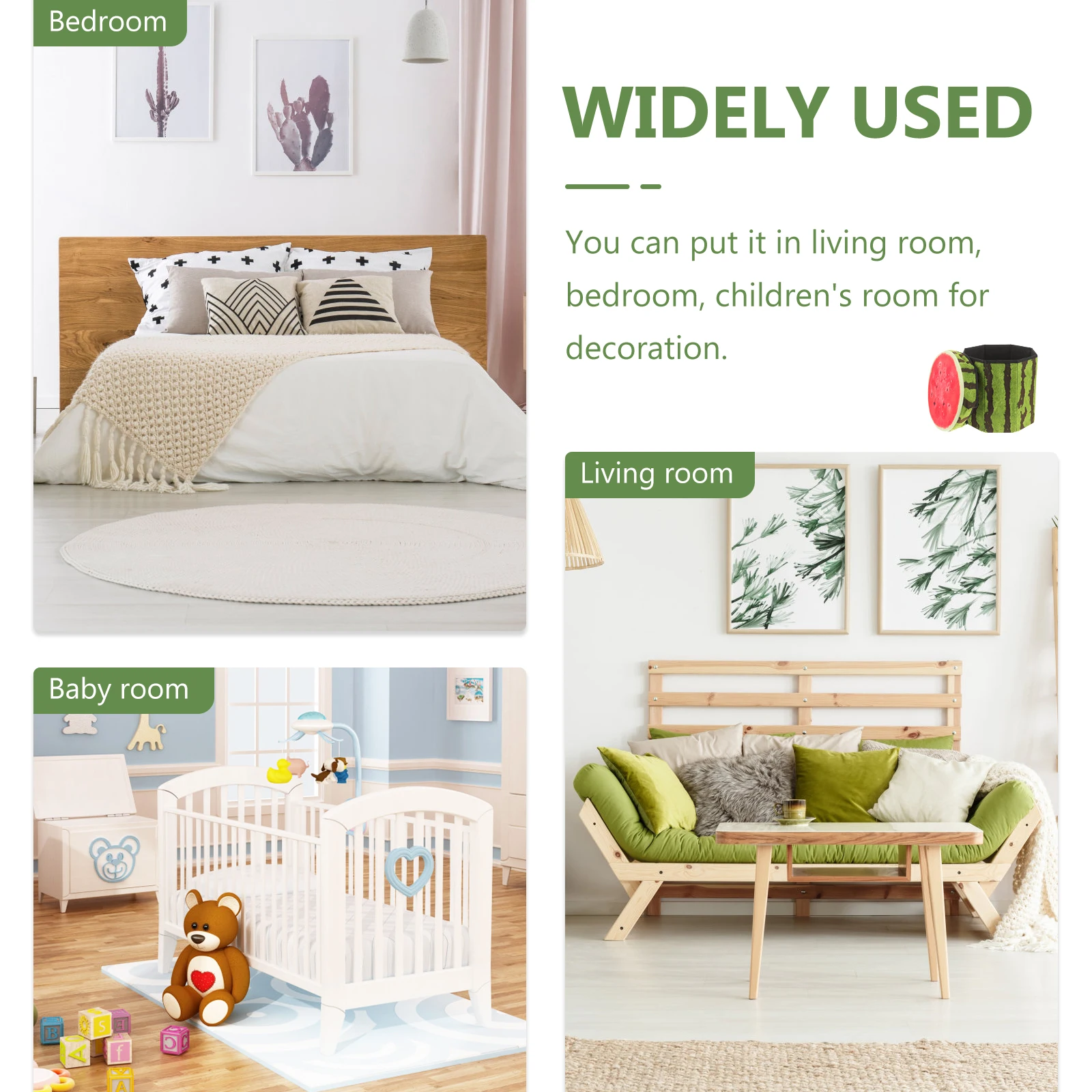 

Fruits Velvet Storage Box Small Orange Stool Seat Footstools with Green Folding