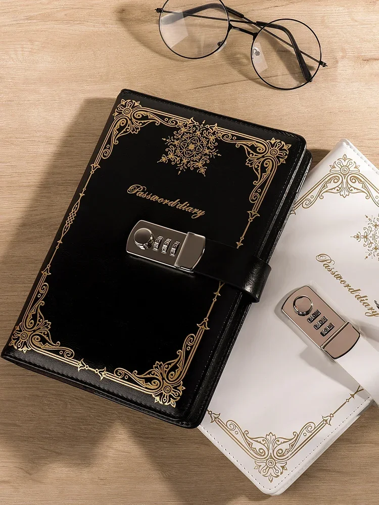 

cross-border Retro Creative Codebook A5 Thickened Notebook with Lock Simple Student Notepad Travel Girl Handbook