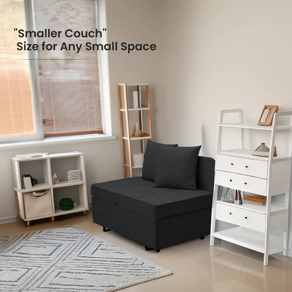 أريكة سرير متعددة الوظائف، أريكة قابلة للتحويل 4 في 1 مع نائمة سحب ووسائد لمساحات المعيشة المدمجة #3