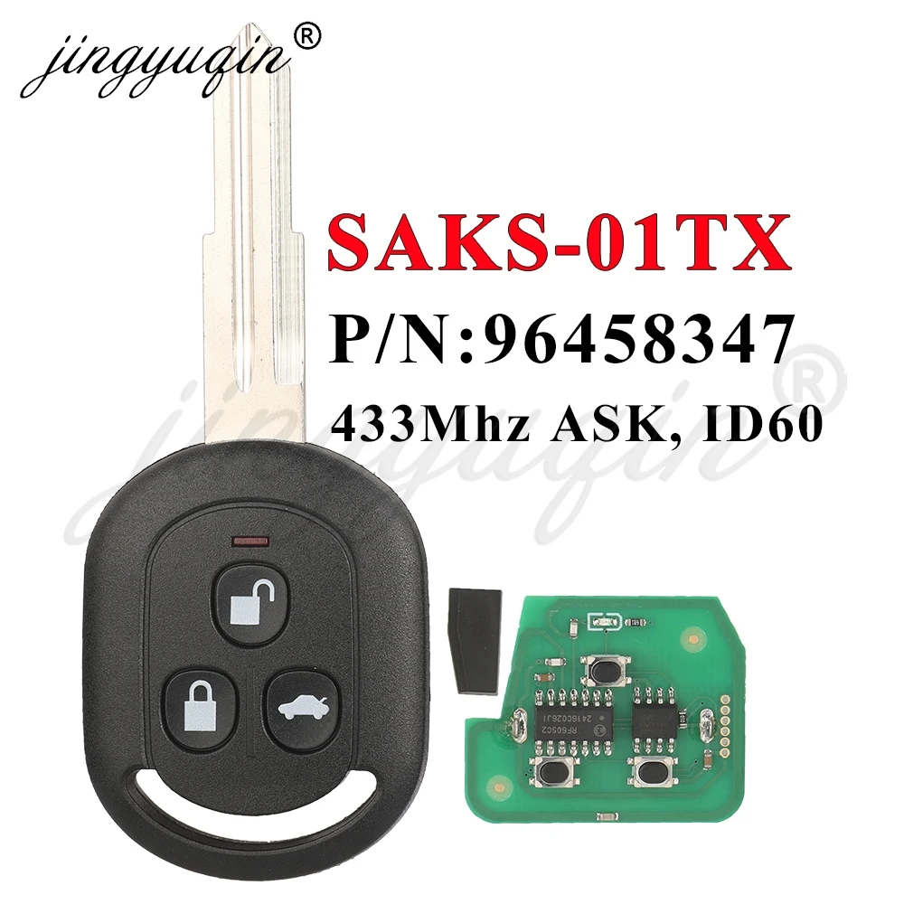 jingyuqin SAKS-01TX Car Remote Key Fob for Chevrolet Aveo Optra Daewoo Nubira 433.92MHz ASK 4D60 Chip Auto Control Fob 96458347