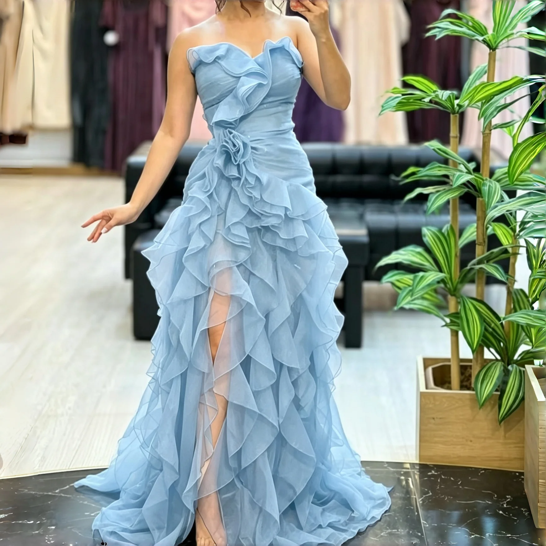 Modern Style Classic Tulle Ruched A-line Strapless Long Dresses Bespoke Occasion Dresses Sizes Available High Quality Customized