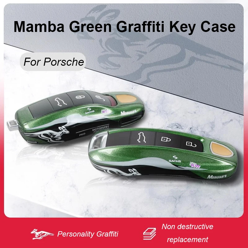 

For Porsche Cayenne Panamera Macan 718 Cayman Boxster 911 Taycan 2010-2018 2025 Car Key Fob Cover ABS Green Kangaroo Key Case