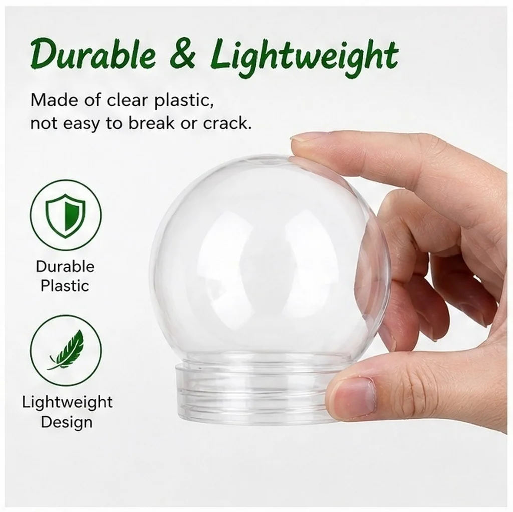 10pcs Globe Snow Water Globes with Screw Off Cap Empty Snow Globe Making Props Empty Fillable Christmas Party Display Favor