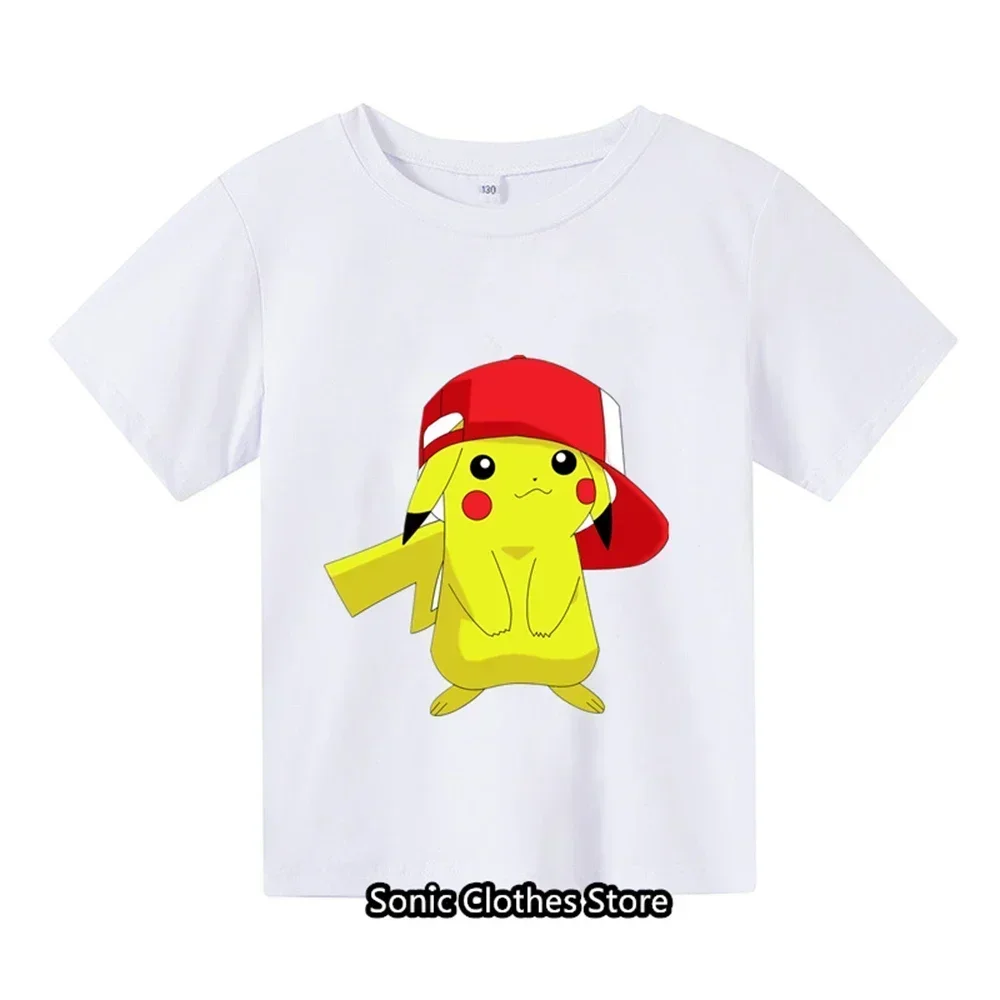 2024 New Summer Children's Pocket Monster Fashion Clothing Boys Short sleeved Pikachu T-shirts Girls Casual T-shirts