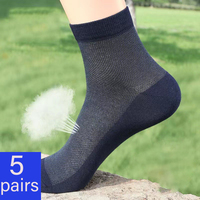 5 Pairs/Lot Men's Summer Thin Mesh Breathable Socks Middle Tube Plus Size EU38-47 Work Business Casual Black White Short Sock