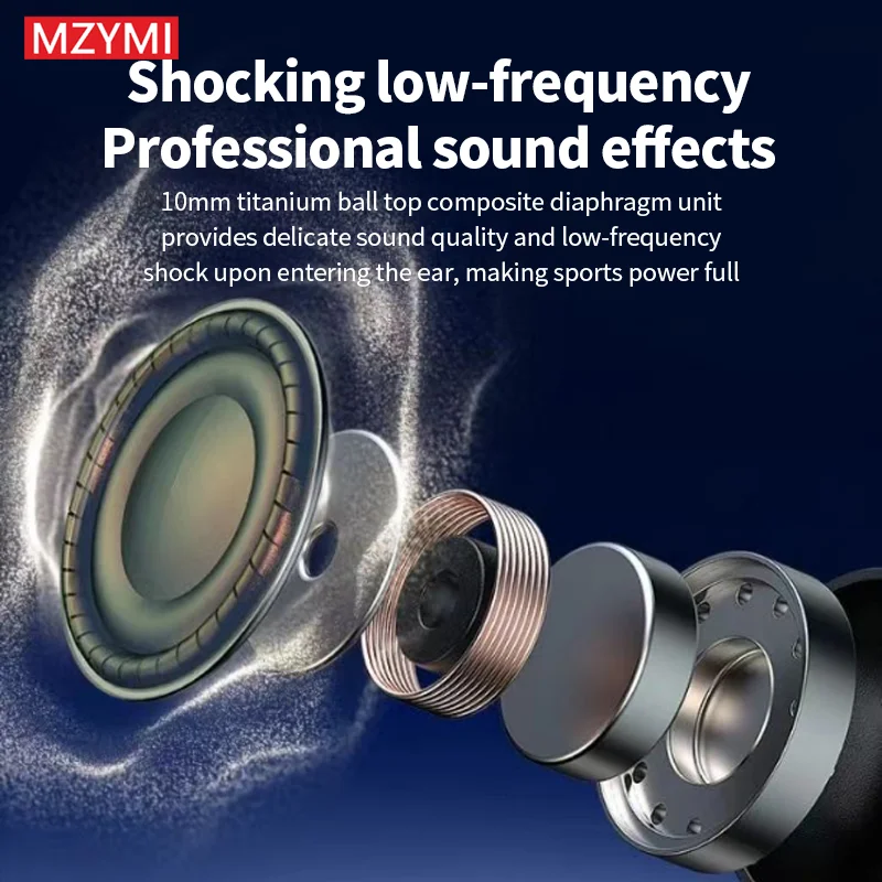 MZYMI BS09 Wireless Earbuds Neckband Bluetooth5.3 Earphone ENC Noise Cancelling Headphones Stereo Waterproof with Mic