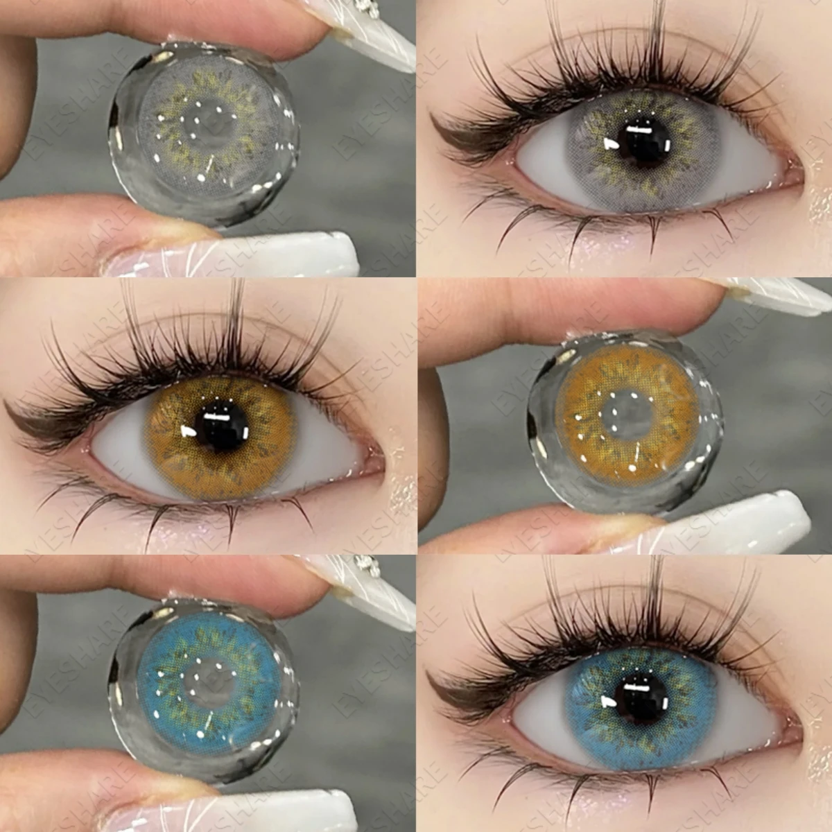 EYESHARE 1pair Natural Color Contact Lenses for Eyes Fashion Blue Contact Lenses Beauty Makeup Brown Eyes Contacts Lenses 14.0mm