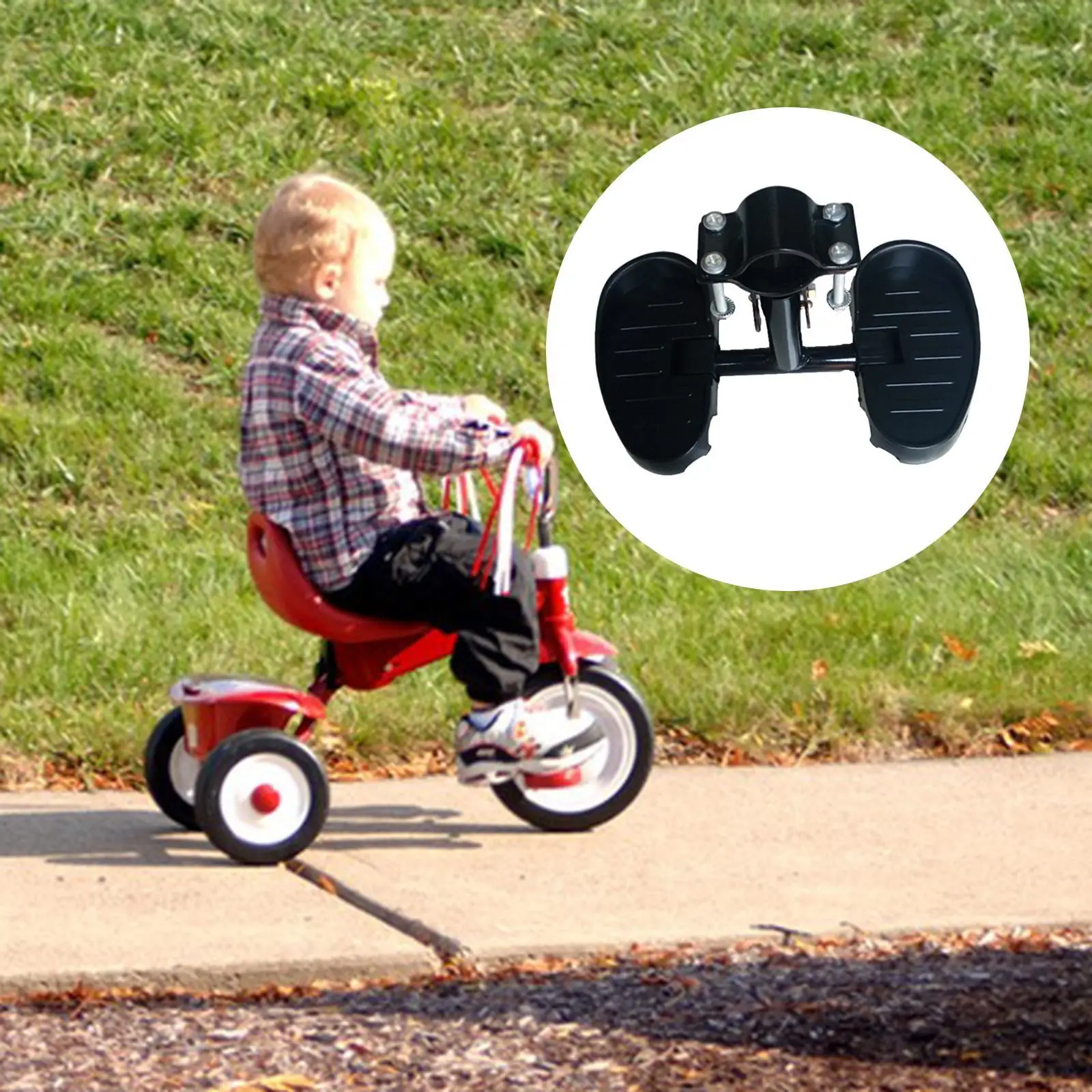 

Kick Skate Footrest, 3 Wheel Ride on Toy Footrest, Stable Portable Foot Pedal 3 Wheeled Skate Pedal for Playground
