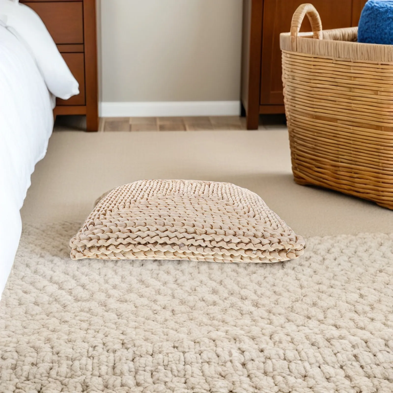 Tatami Floor Pillow Japanese Style Thickened Straw Sitting Cushion Square Straw Mat Outdoor Indoor Meditation Yoga Tea Ceremony