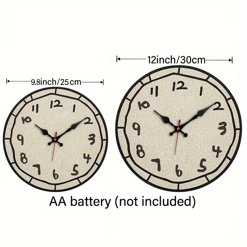 Vintage Wooden Wall Clock - Silent Quartz, Battery Operated (AA Batteries Not Included)