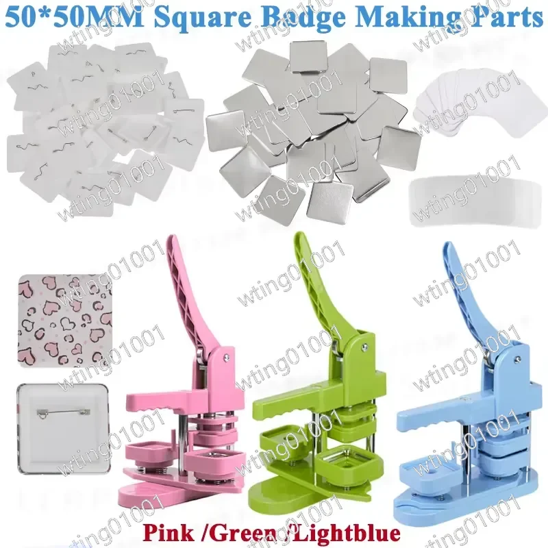 100 Pcs Square Plastic Base Pins for 50mm Badge Press Machine DIY Blank Materials Rotating Manual Maker Parts