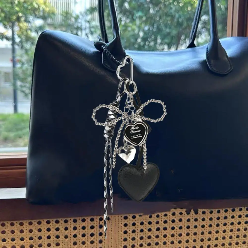 

Милый плюшевый брелок в форме сердца из искусственной кожи с бантом, модная простая сумка, подвеска, сделай сам, плетение веревки, цепочка для мобильного телефона, украшение для ключей