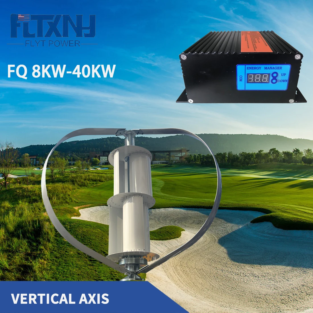 Wind Turbine Free Energy Windmill 8KW-40KW 12V-380V Vertical Axis Permanent Maglev Wind Turbine With Hybrid Controller