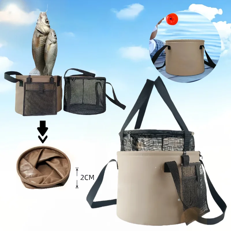 

Collapsible Bucket Folding Camping PVC Water Outdoor Portable with Filter Mesh Large Capacity for Hiking Fishing Travel