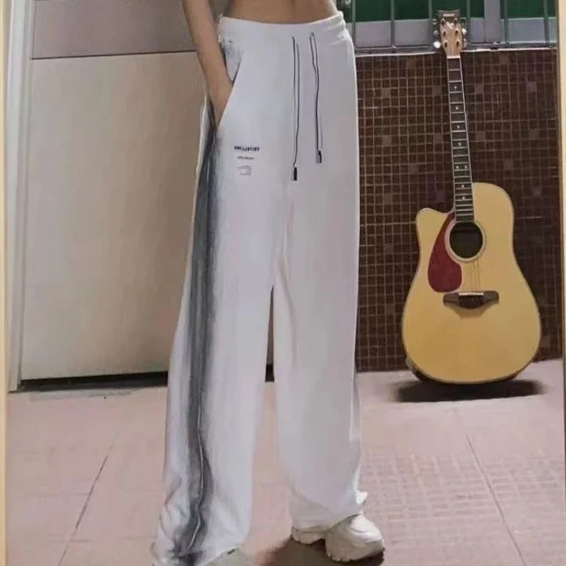 

Graphic Sense Tie Dye Sport Pants Women Fashion New Casual Basics Loose High Waist Streetwear Pocket Drawstring Wide Leg Pants