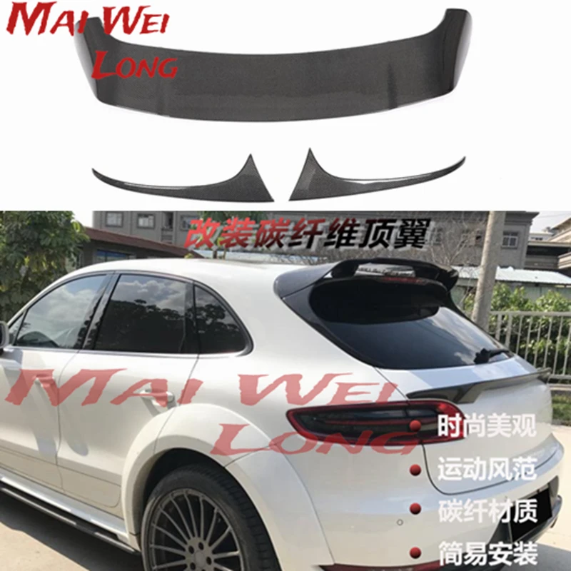 For Porsche Macan 2014-2017 Car Styling Carbon Fiber Rear Roof Spoiler Lip Window Top Wing Splitter