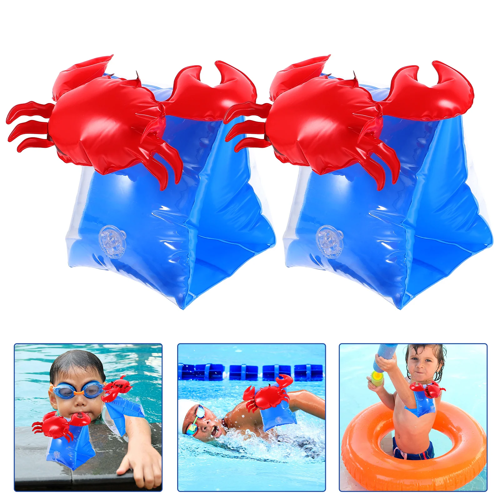 

2pcs Crab Arm Ring Inflatable Swim Band Pvc Armband Floating Device Pool Beach Summer Party Outdoor Swimming Armband