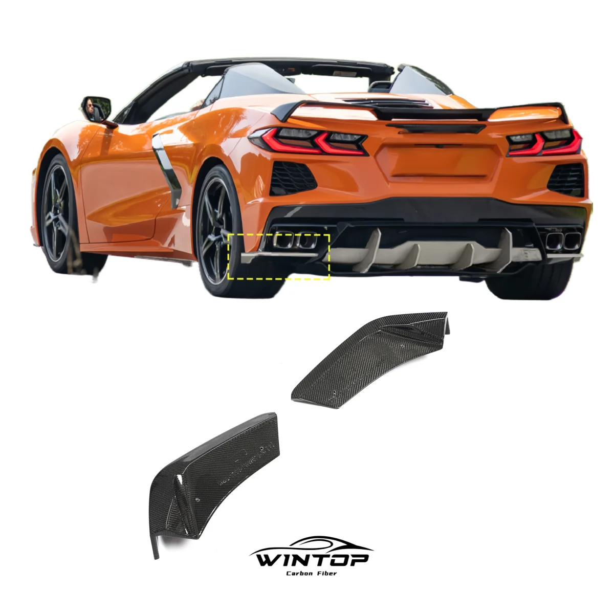 Tuning C8 Real Carbon fiber Rear Bumper Splitter Canards trim Fins For Chevrolet Corvette C8 Stingray 2020 2021