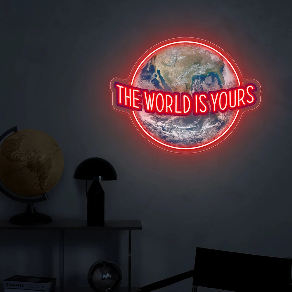 

Custom The World Is Yours Neon Sign Acrylic Artwork Scarface World Bedroom Children Room Wall Decor LED Light Personalized Gifts