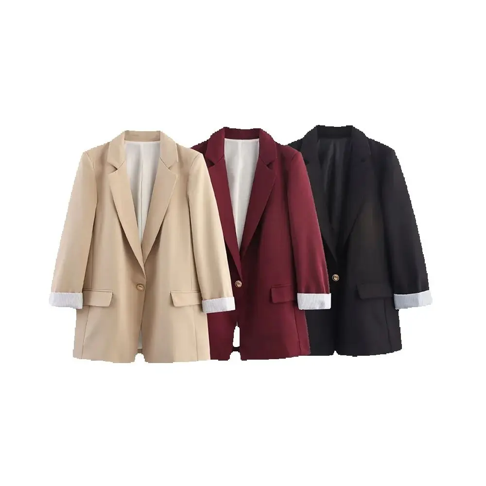 

Autumn new women's clothing European and American style fashionable temperament printed sleeve suit jacket