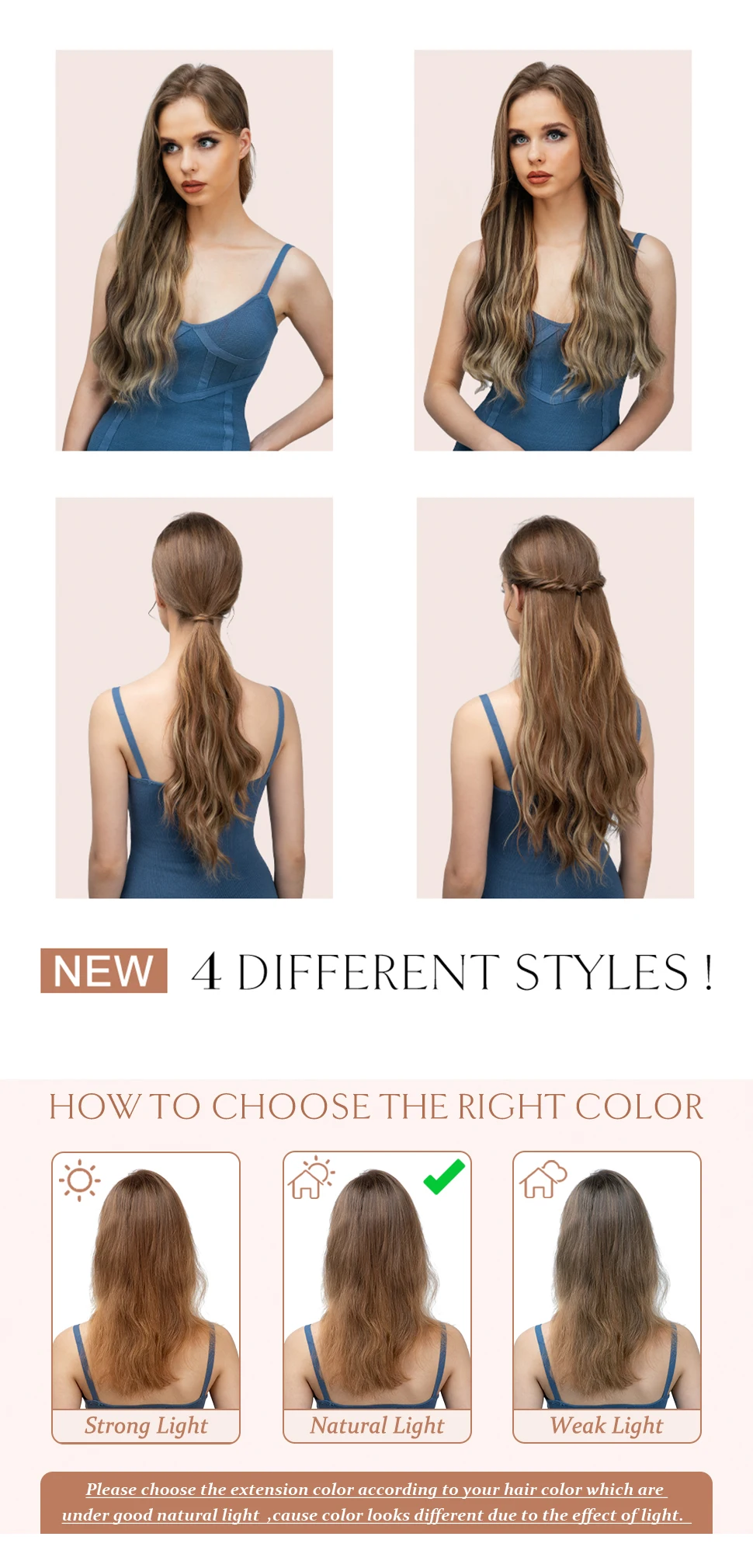 4pcs/set Synthetic Long Wavy Clip In Hair Extensions 22