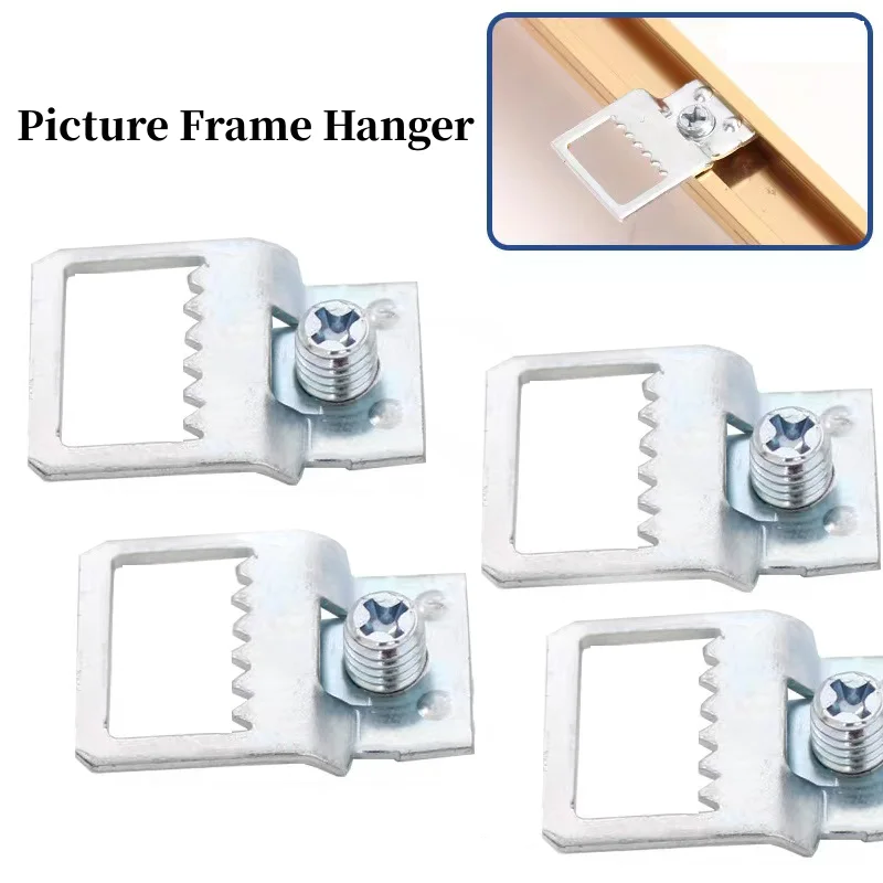 10PCS Picture Frame Hanger Wall Photo Mirror Frame Back Board Hook Saw Tooth Hidden Hanger Hook with screw for Home Hardware