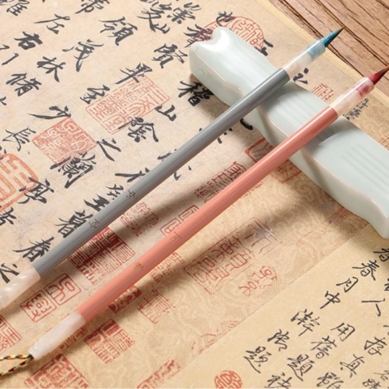 Small Red Hair Thin Gold Body Brush Calligraphy Practice Copying Copybook Thousand Character Text Copying Scripture Brush