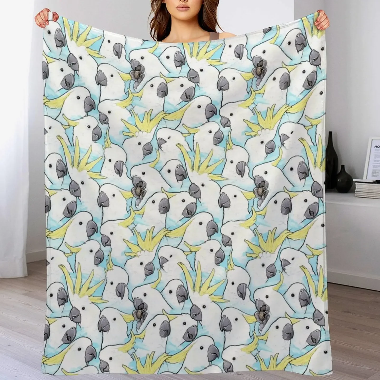 

Sulfur Crested Cockatoo [Blue] Throw Blanket sofa bed Extra Large Throw Blankets