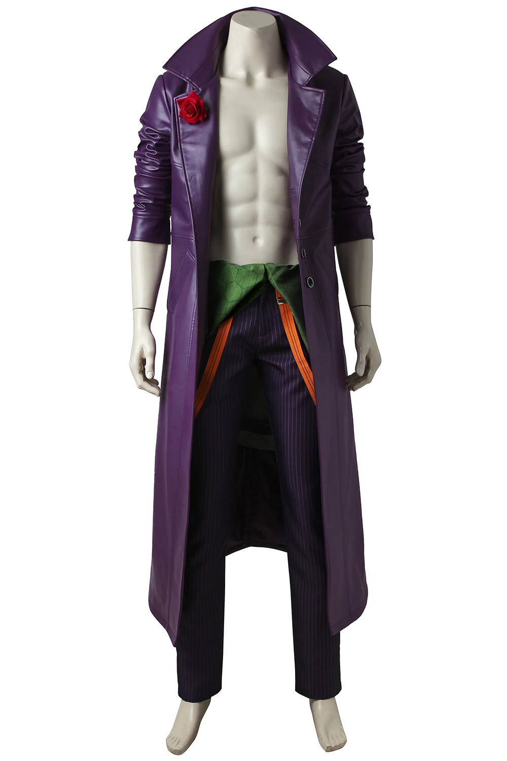 

Suicide Joker Cosplay Costume Long Purple Trench Coat Jacket For Men Male Disguise Halloween Carnival Party