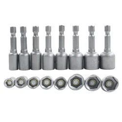 2PCS Magnetic Nut Driver Socket 6 7 8 9 10 11 12 13 Mm 1/4inch Hex Shank For Power Drills Screwdriver Hand Tools Accessories