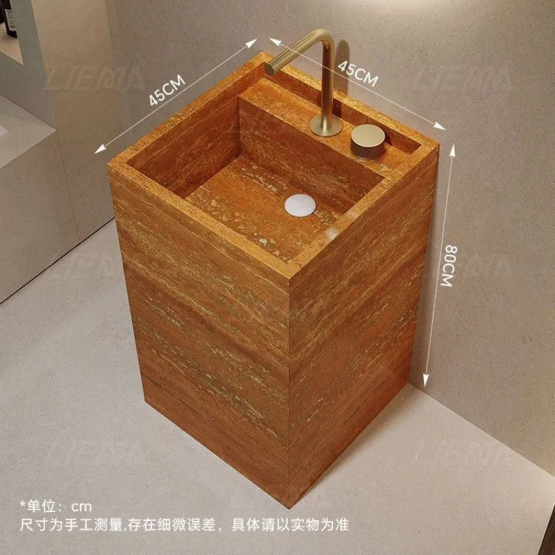 Column rock slab sink cabinet combination bathroom sink