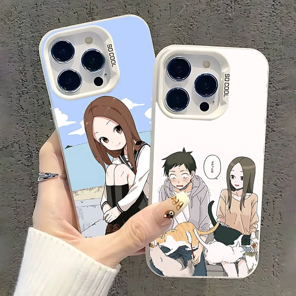 

KarakaiS Jozu no Takagi San Case For iPhone 17,16,15,14,13,12,11,Pro,XS,Max,Plus,Mini,SE White Candy Matte Shockproof Cover