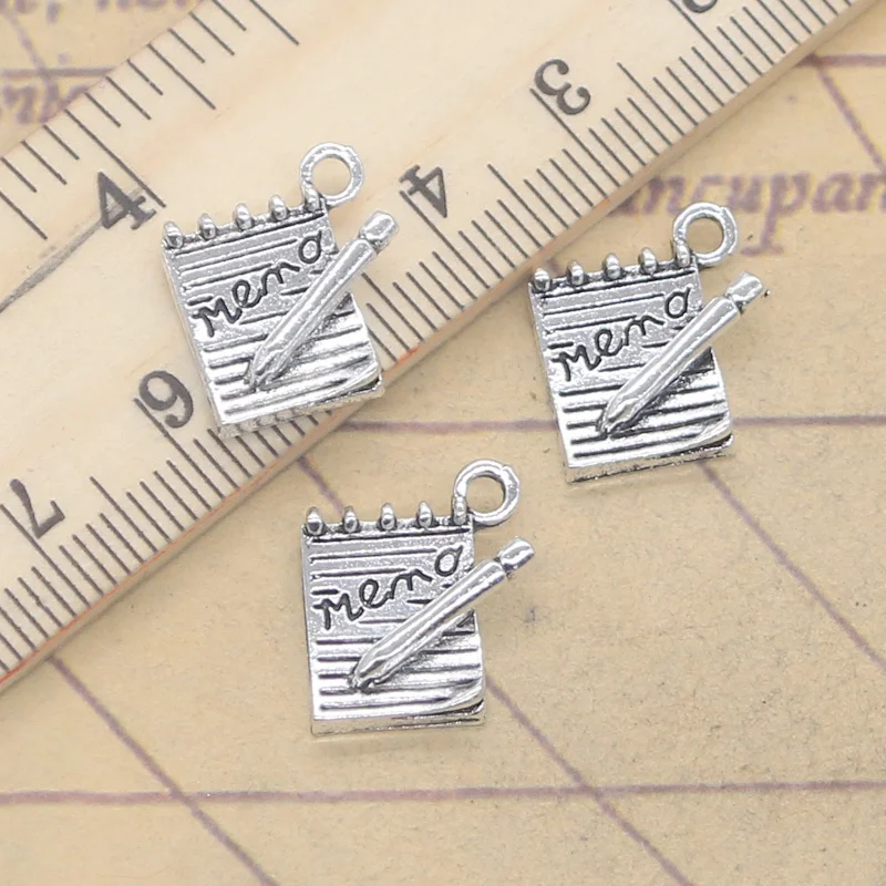 20pcs Charms Memo Diary Journal 15x14mm Antique Silver Color Pendants DIY Handmade Finding Tibetan Making Jewelry