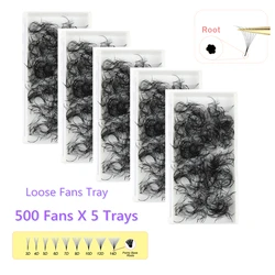 AGUUD Wholesale 5 Trays Loose Fans Pointed Base Eyelashes Extension Narrow Sharp Thin Stem Pre Made Loose Volume Fans Faux Lash