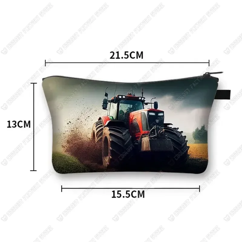 Play with Tractor Cosmetic Bag Farm Tractor Cosmetic Case Harvest Tractor Makeup Box Storage Pouch Makeup Bag Woman Wallet