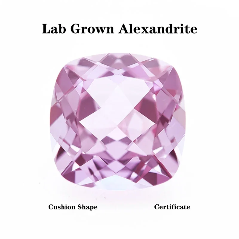 Lab Grown  Alexandrite Square Cushion Shape Change Color Stone Charms for DIY Jewelry Making Extremely Shiny Quality Certificate