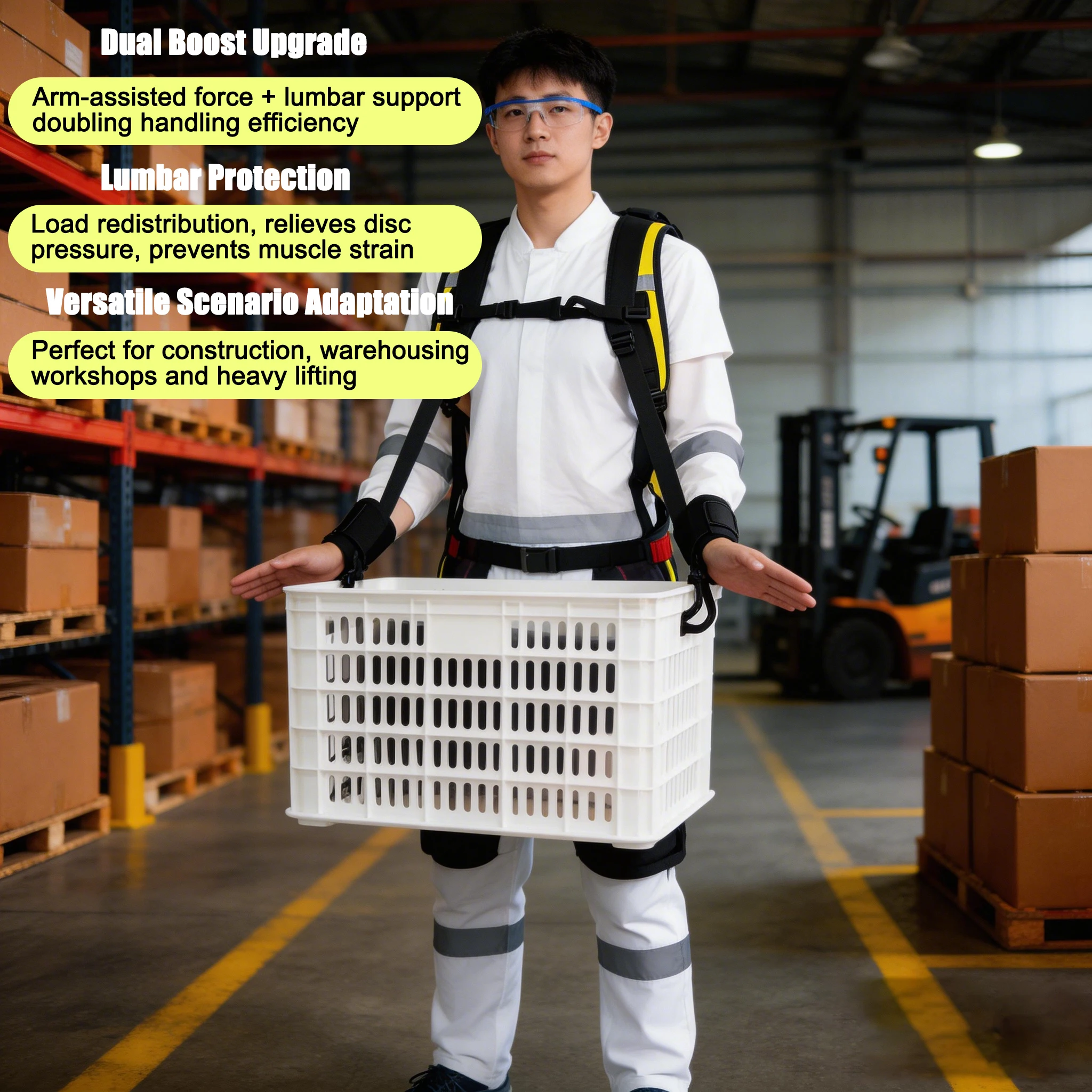 Metal Strong Hand Dual-Assist Exoskeleton Reduce Waist Strain In Heavy Lifting All-Round Back Support For Construction Warehouse