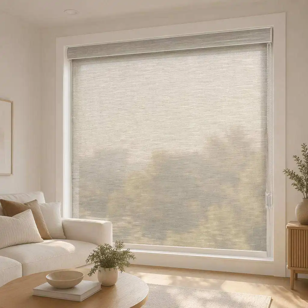 Premium solar fabric. Reflects 78% sun heat, blocks 98% light, stops UV. Max width 410cm. Interior/exterior. Patent protected
