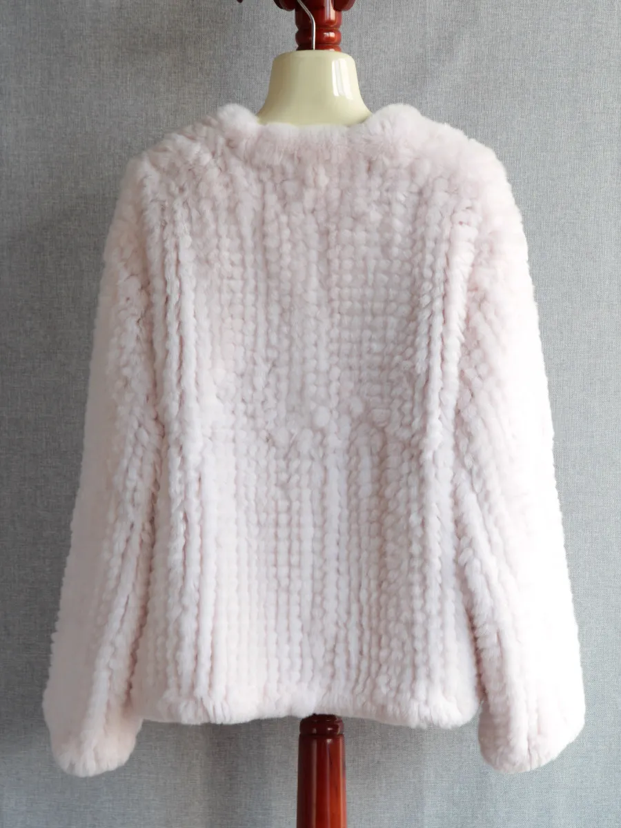 2025 Imported Rex rabbit  woven fur jacket cardigan Korean version medium and long silhouette double-sided thickened young model