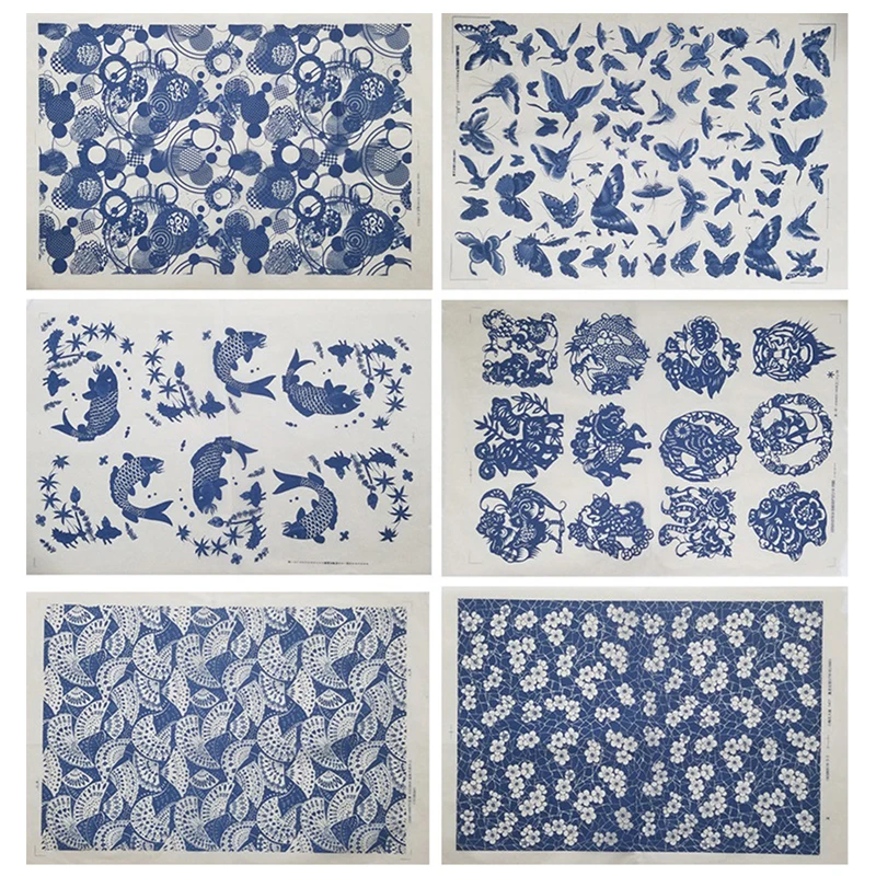 Pottery ceramics clay Transfer paper glaze underglaze flower paper blue