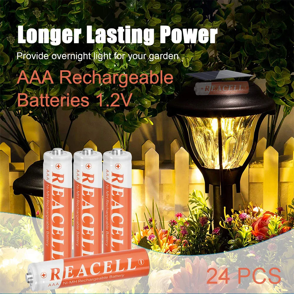 

24 X Rechargeable AAA Batteries for Solar Lights,1.2V AAA Batteries for Outdoor Garden Lamp Toy Controller and Household Devices