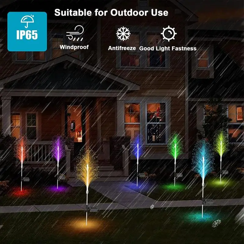 2Pcs Outdoor Waterproof Path Lights Changing Color Lamp With Remote Waterproof Garden Lights For Walkway Pathway Backyard Lawn