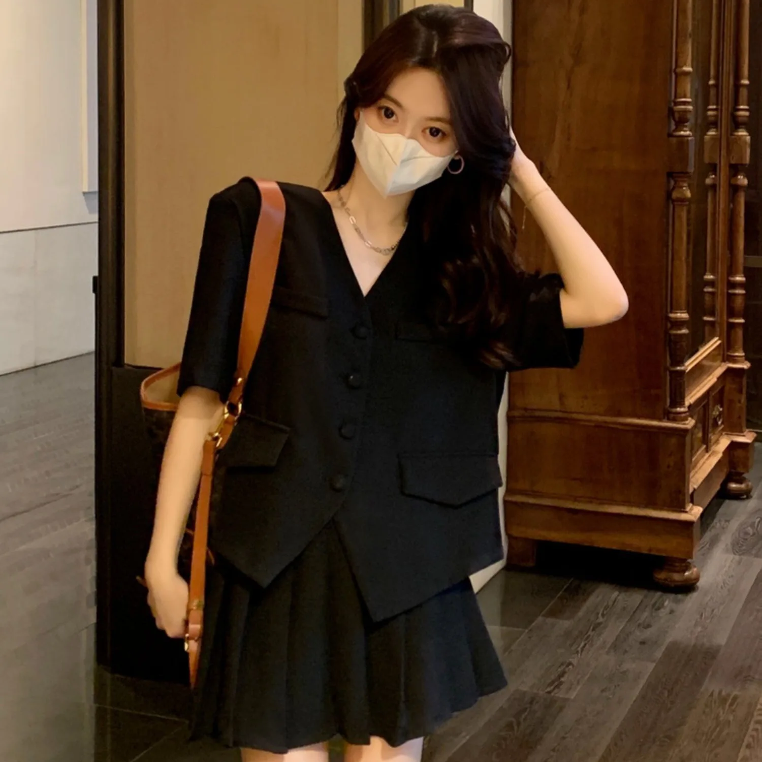 Single/Set Fashion Short Sleeve Suit Set Women\'s Summer Korean Edition Reduced Age Small Figure Pleated Skirt Two Piece Set