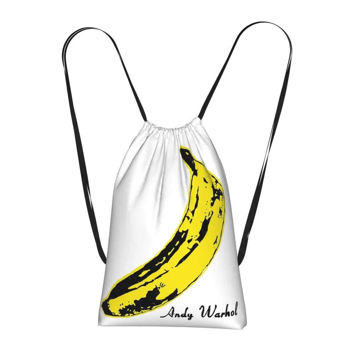 Andy Warhol Sunset Cat Cattle Banana Drawstring Backpack Sports Gym Bag Portable Travel Drawstring Bag for Men Women