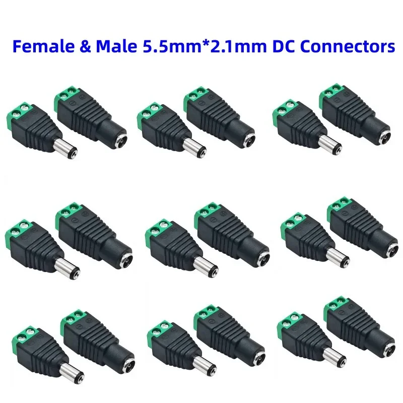 5/10/20 Stuks Dc Connector 5.5Mm X 2.1Mm Jack Socket Mannelijke En Vrouwelijke Led Adapter Voor Led Strip Licht Verbinding Cctv Power Convert