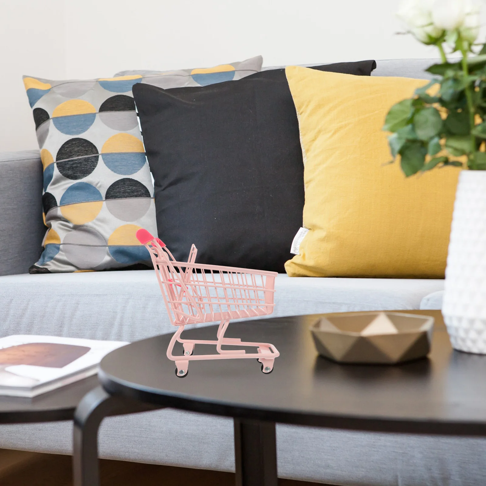 Mini Shopping Utility Handkar Duurzaam materiaal Veilig gebruik Kinderspel Heldere kleuren Desktop Decor Winkel Kleine voorwerpen Veelzijdig