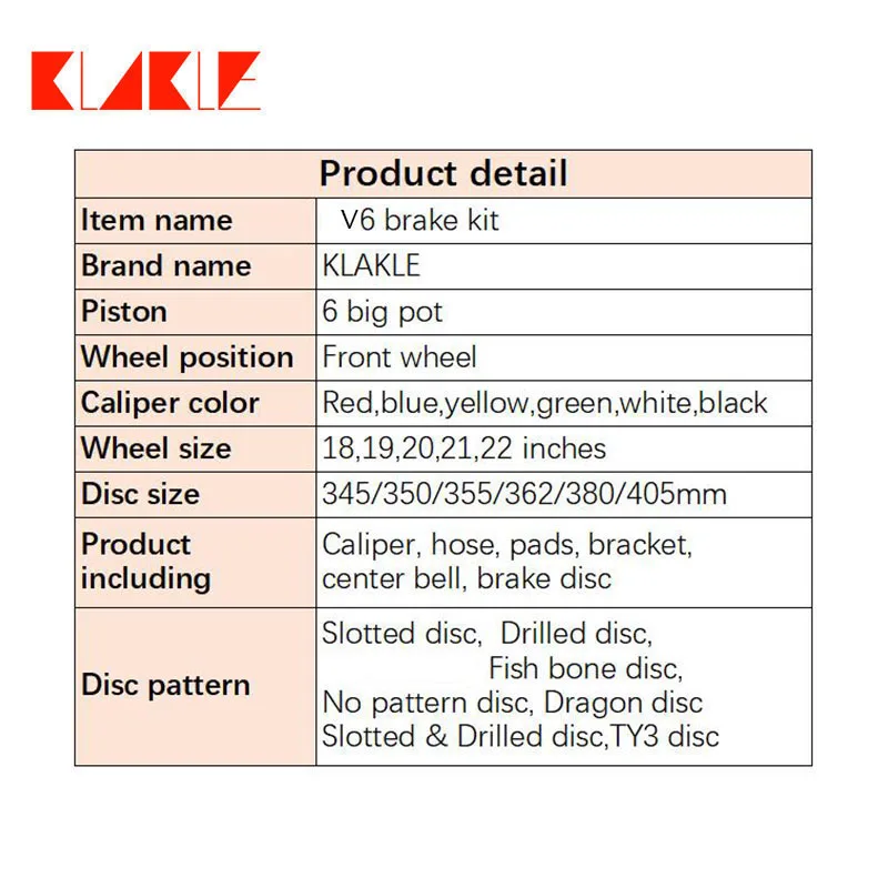 KLAKLE Used Cars Brake Caliper V6 Brake Rotor Disc Kit Front Wheel 18 Inches For Nissan 370Z 350Z