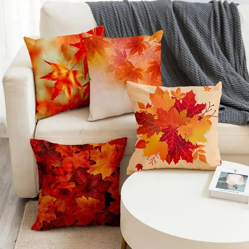 Autumn Yellow Maple Leaf Decorative Pillowcase Car Ornaments Office Living Room Sofa Home Pillowcase