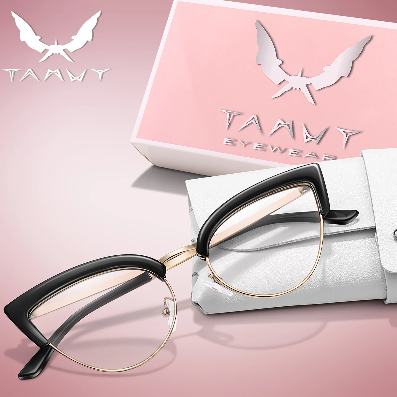 Modische Sonnenbrille für Herren und Damen mit Box, modische Cat-Eye-Brille mit Metallrahmen für tägliches Outfit, Party, Reisen, Strand, Berufung