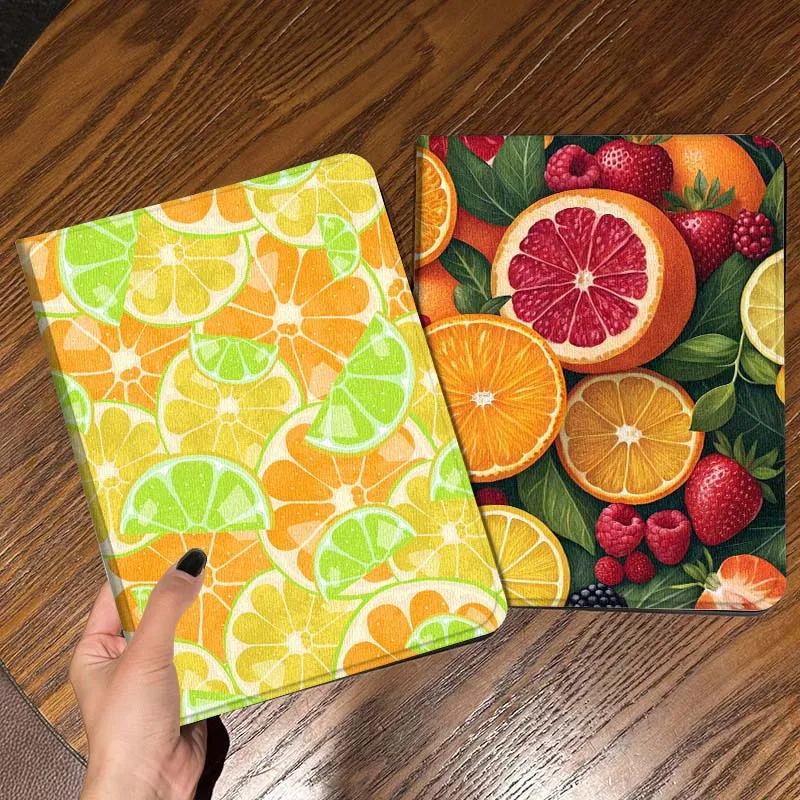 

Cartoon Citrus Fruit Pattern Gift Tablet Case For Apple iPad Air Pro mini 1 2 3 4 5 6 7 8 9 11 M2 M3 M5 M4 5th 6th 7th 10th 11th